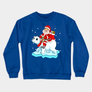 Santa Riding Panda Bear Merry Christmas Xmas Crewneck Sweatshirt